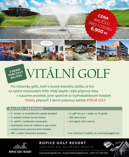 Vitální golf -pobytový balíček na 2 noci s golfem